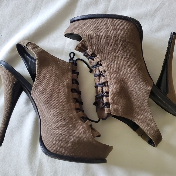 Elizabeth & James Lace Up Stiletto Heel Green 7.5 - Picture 4 of 5